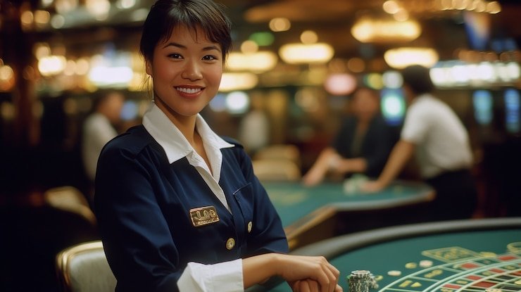 Antarmuka meja Japan Pools indolottery88 dengan dealer profesional dan kamera multi-sudut